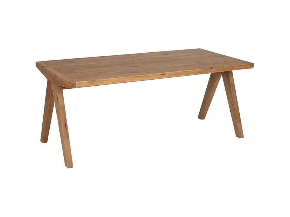 Table à manger bois recyclé et piétement oblique OLISAN