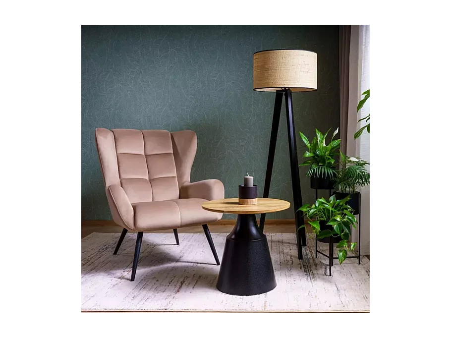 Ensemble de deux tables basses rondes avec plateau chêne artisanal PYXIS