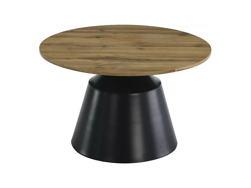 Ensemble de deux tables basses rondes avec plateau chêne artisanal PYXIS