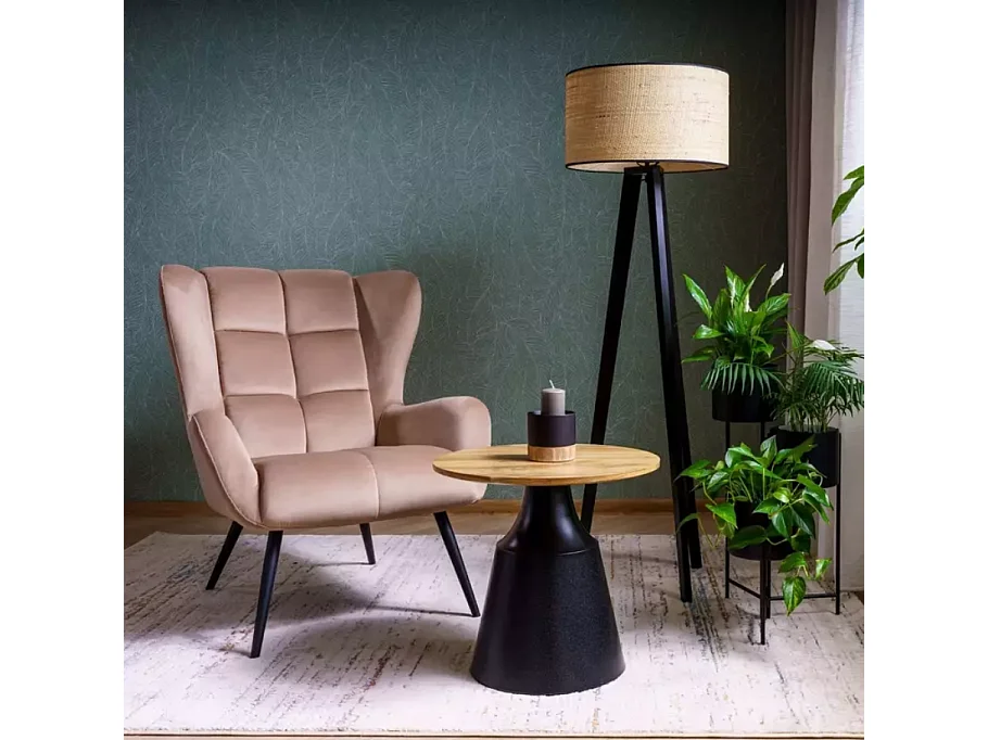 Ensemble de deux tables basses rondes avec plateau chêne artisanal PYXIS