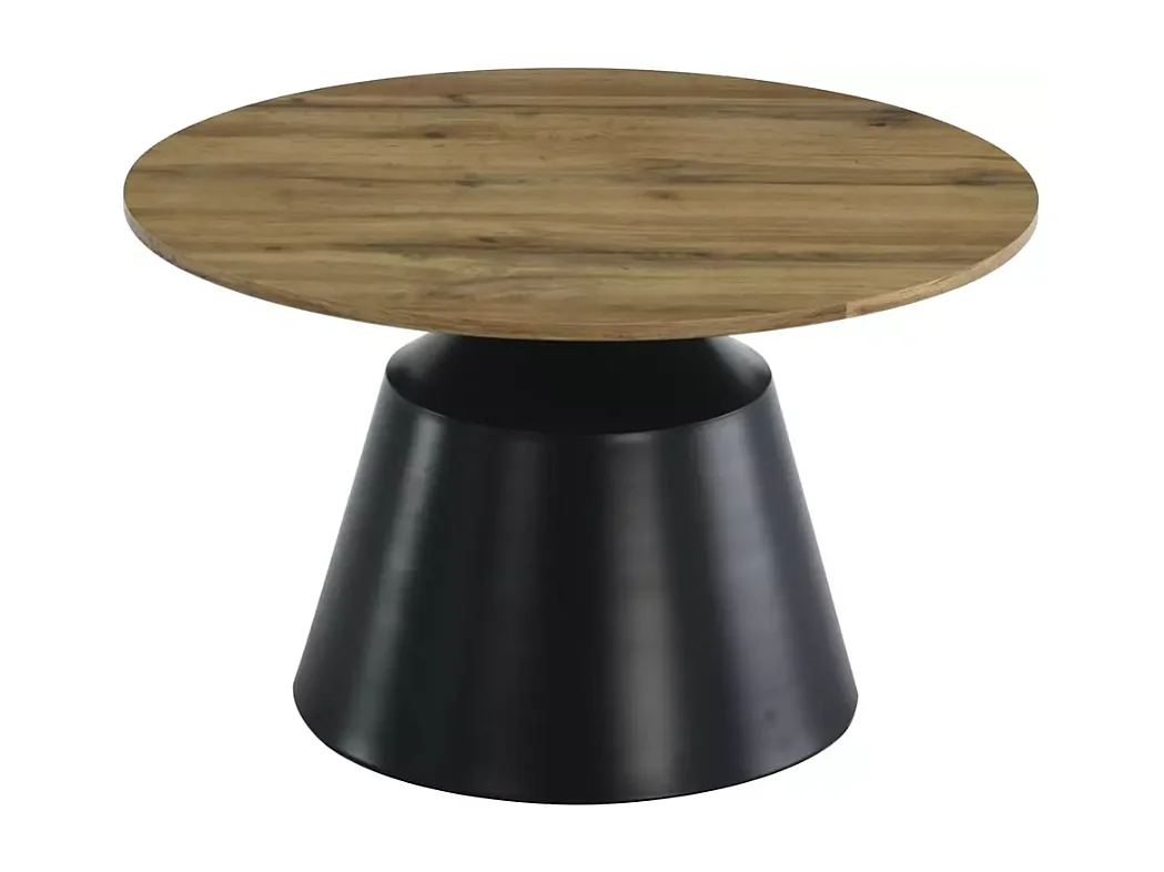 Ensemble de deux tables basses rondes avec plateau chêne artisanal PYXIS