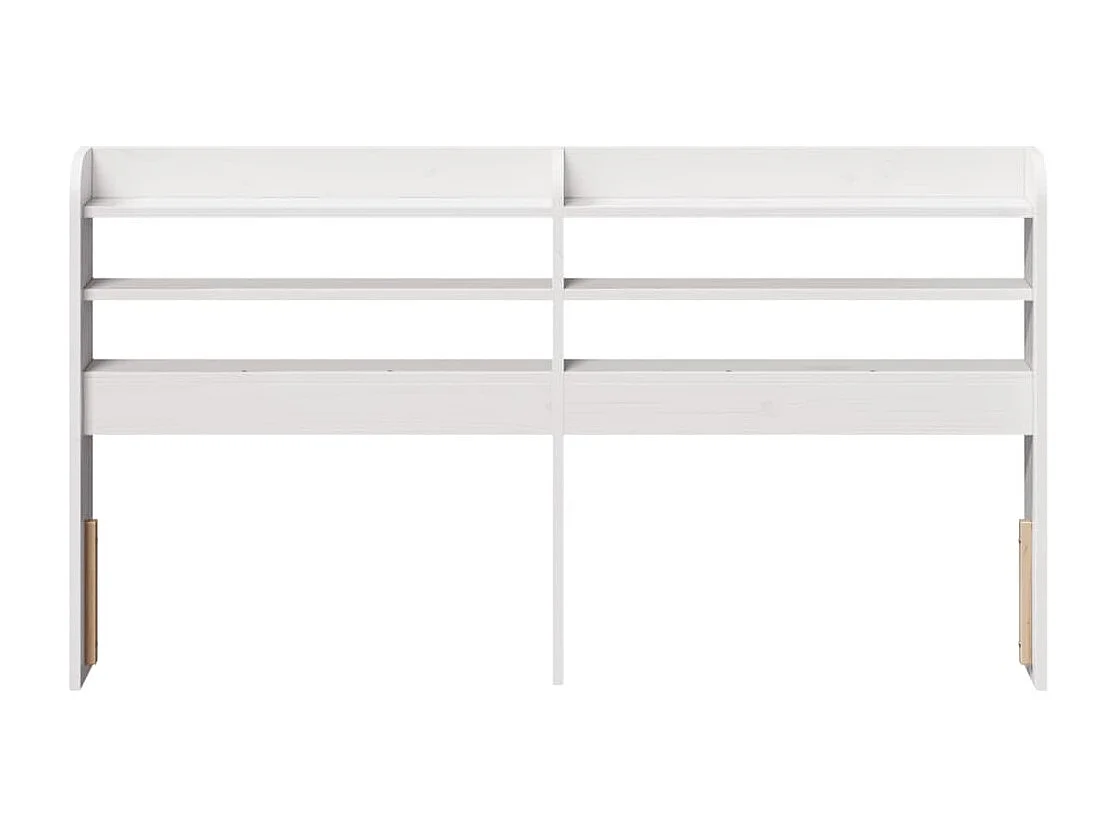 Hoofdbord met schappen 140 cm massief grenenhout wit