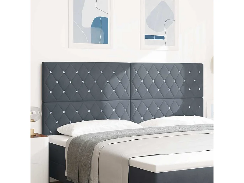 Tête de Lit LED Argyle Gris foncé 100 cm Velours