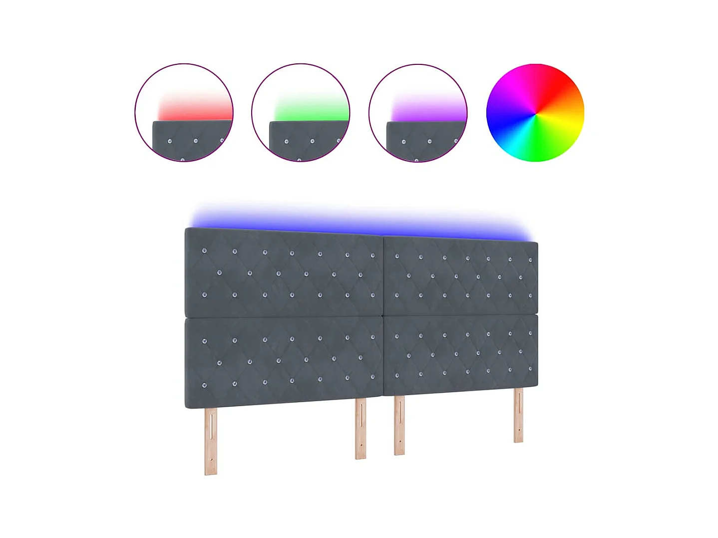 Tête de Lit LED Argyle Gris foncé 100 cm Velours