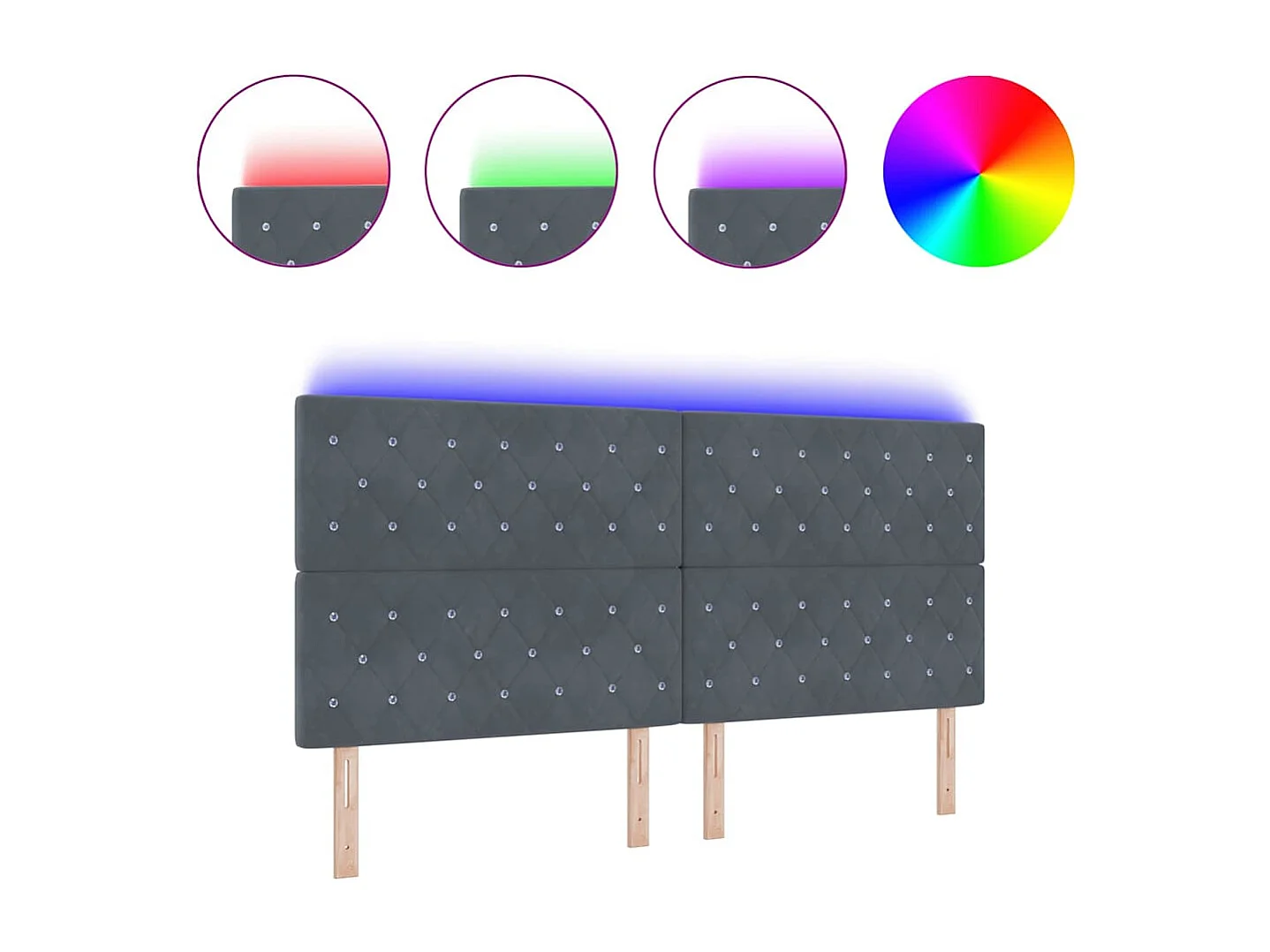 Tête de Lit LED Argyle Gris foncé 100 cm Velours