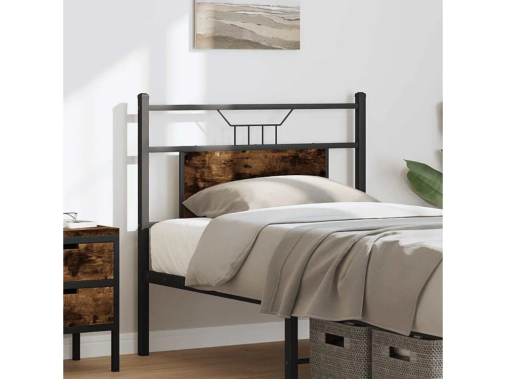 Tête de lit chêne fumé 90 cm bois d'ingénierie et acier