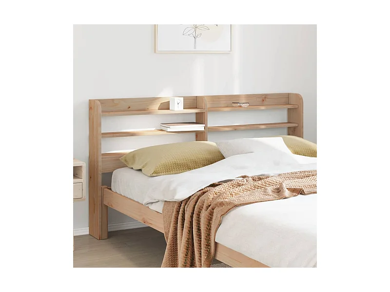 Cabecero de cama con estantes madera maciza de pino 140 cm