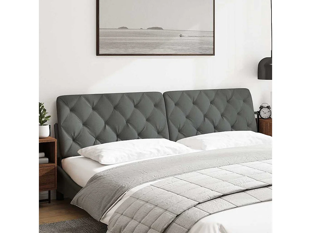 Tête de lit gris foncé 200 cm tissu