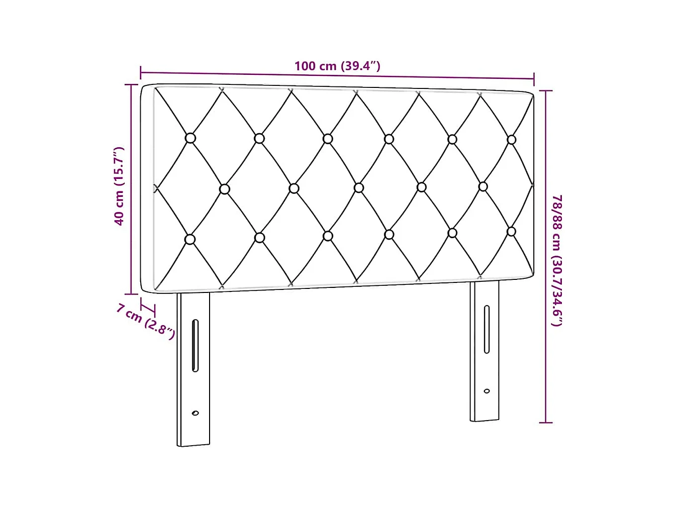 Tête de Lit LED Argyle Bleu foncé 100 cm Velours