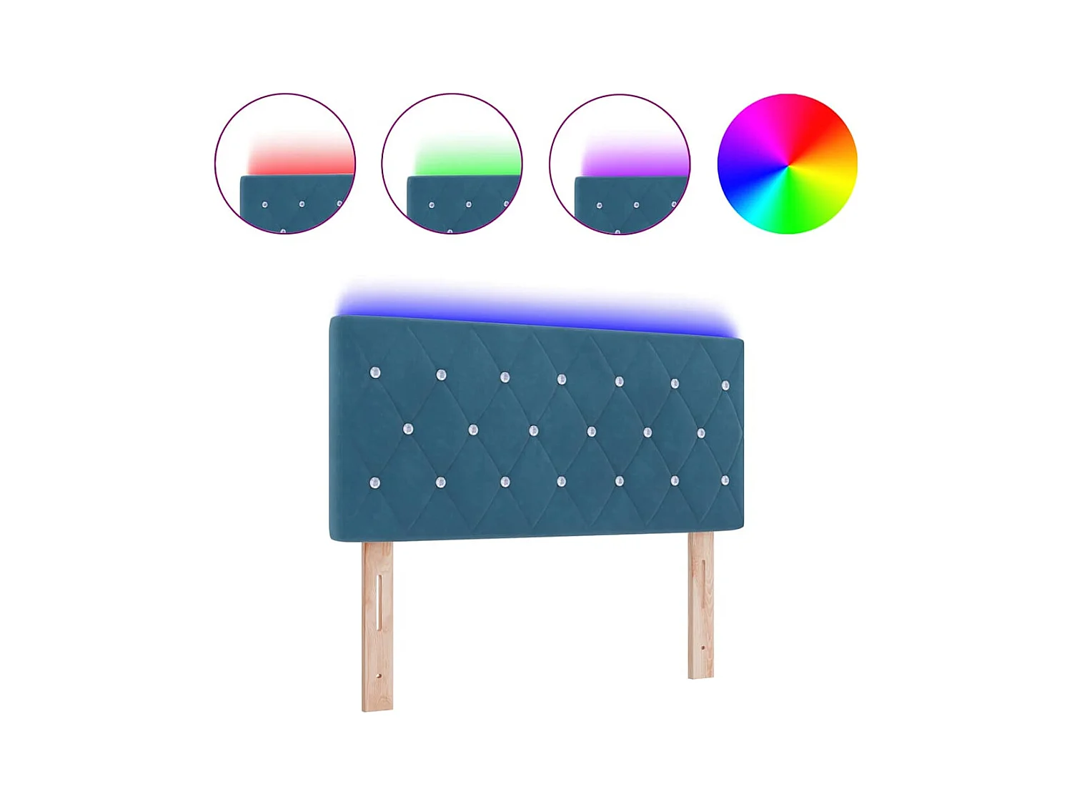 Tête de Lit LED Argyle Bleu foncé 100 cm Velours