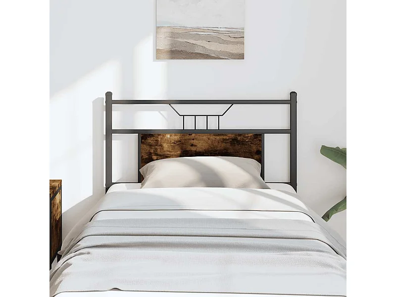 Cabeceira de cama 75cm derivados de madeira/aço carvalho fumado