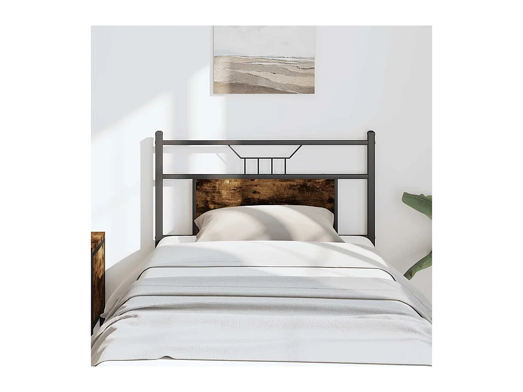 Tête de lit chêne fumé 75 cm bois d'ingénierie et acier