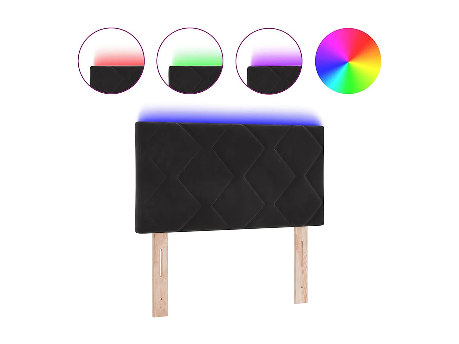 Tête de Lit LED avec des lumières à LED Noir 80 cm Velours