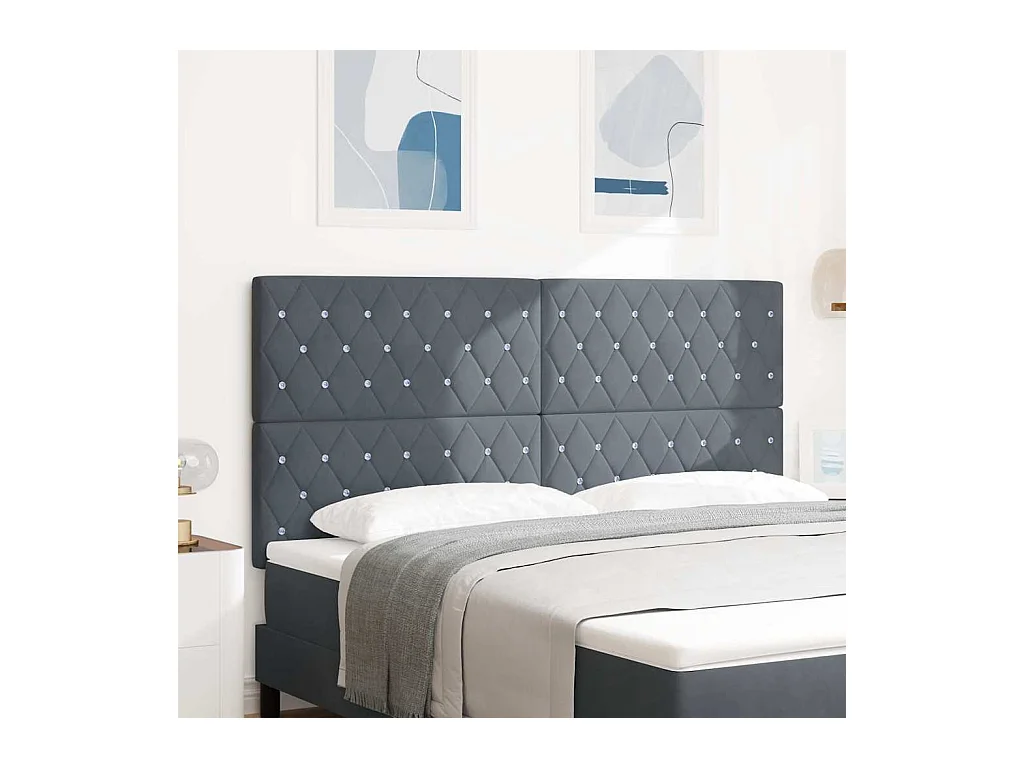 Cabeceira LED Losangos Manual Cinzento escuro 90 cm Veludo