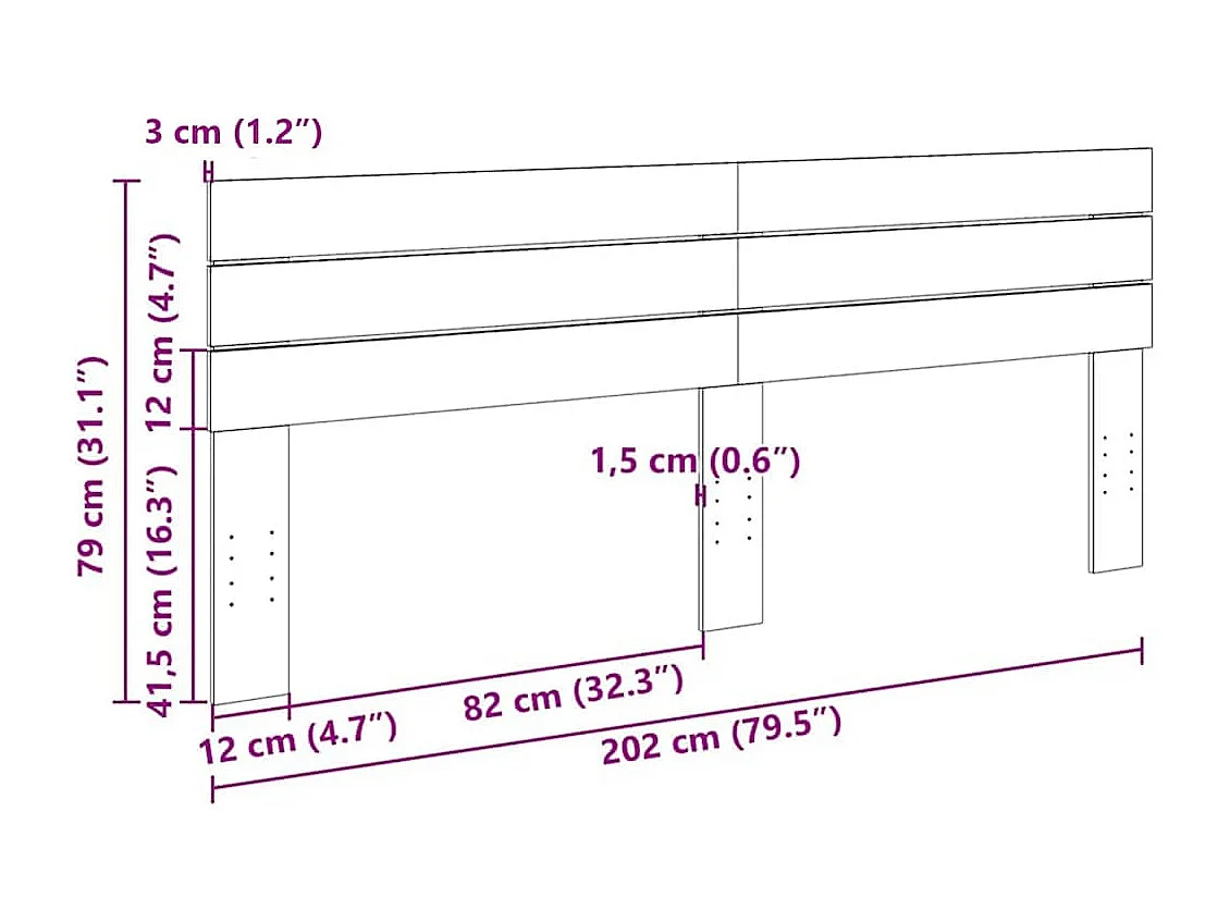 Tête de lit 200 cm bois massif de chêne