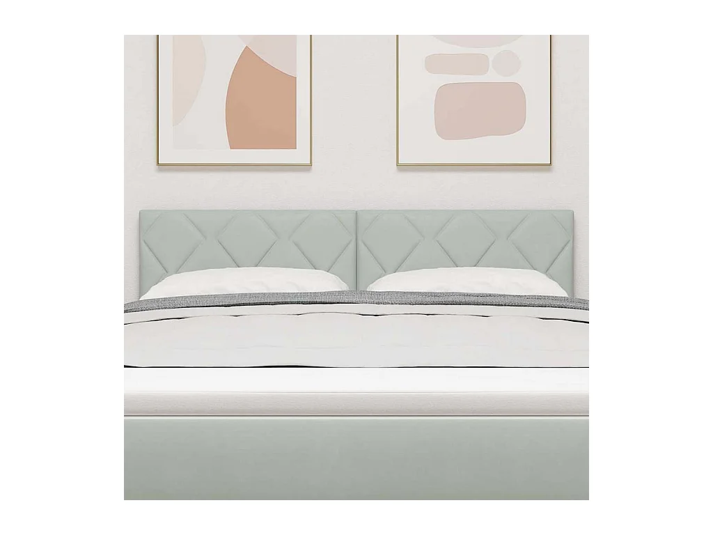 Tête de lit Montage mural Géométrique Gris clair 144 cm Velours