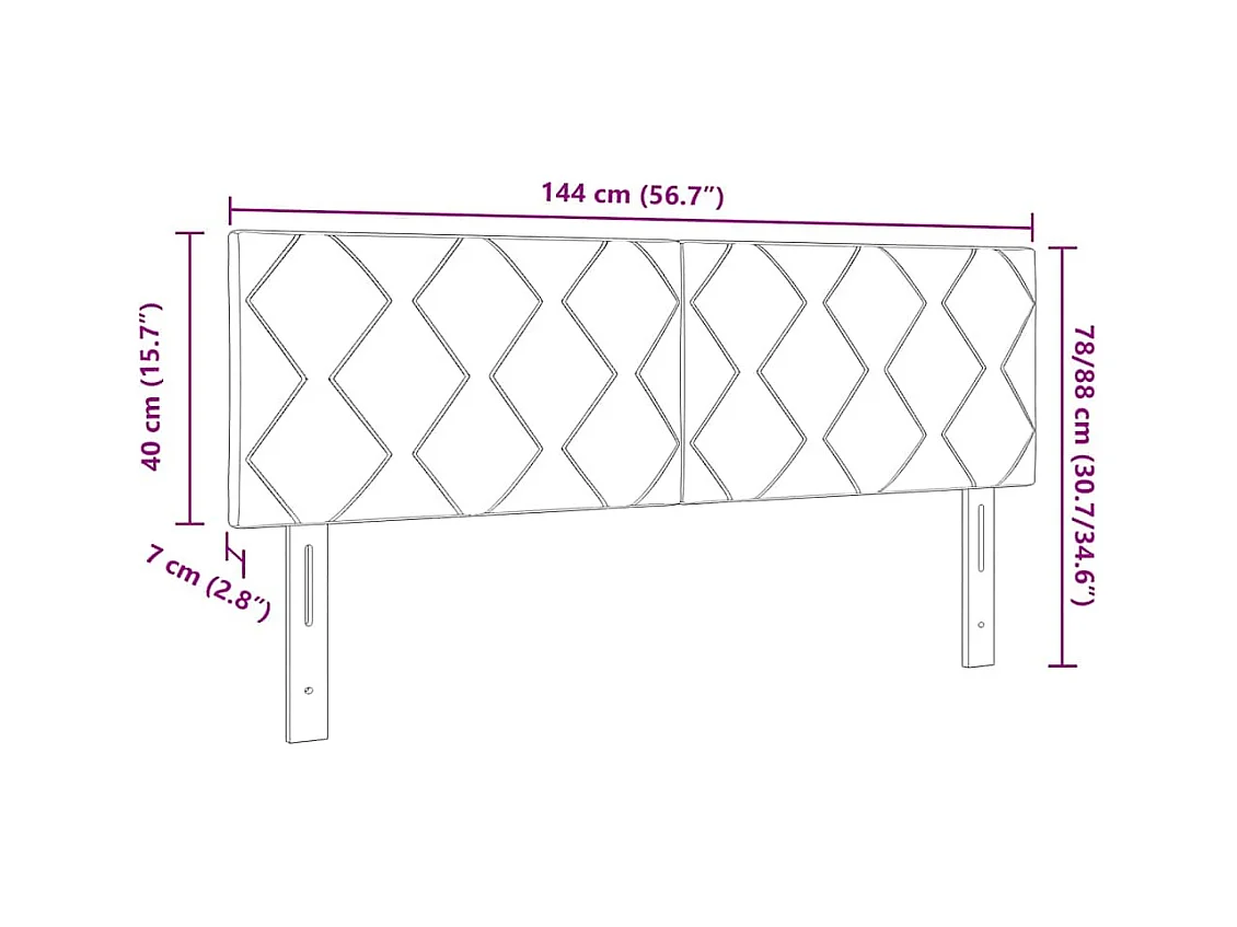 Tête de lit Montage mural Géométrique Gris clair 144 cm Velours