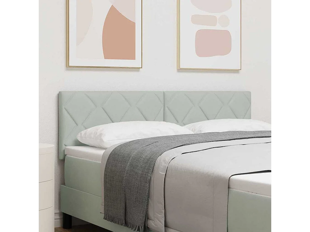 Tête de lit Montage mural Géométrique Gris clair 144 cm Velours