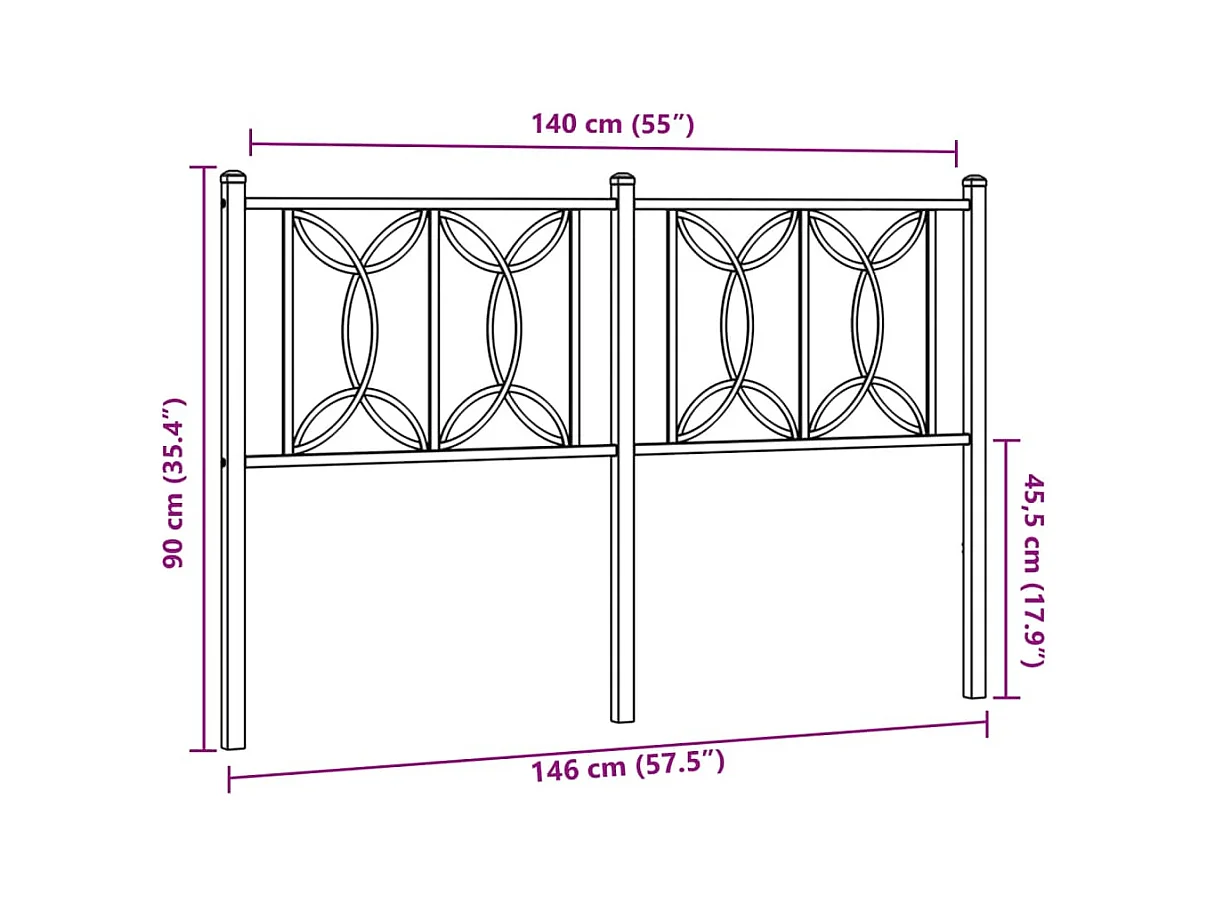 Tête de lit métal noir 140 cm
