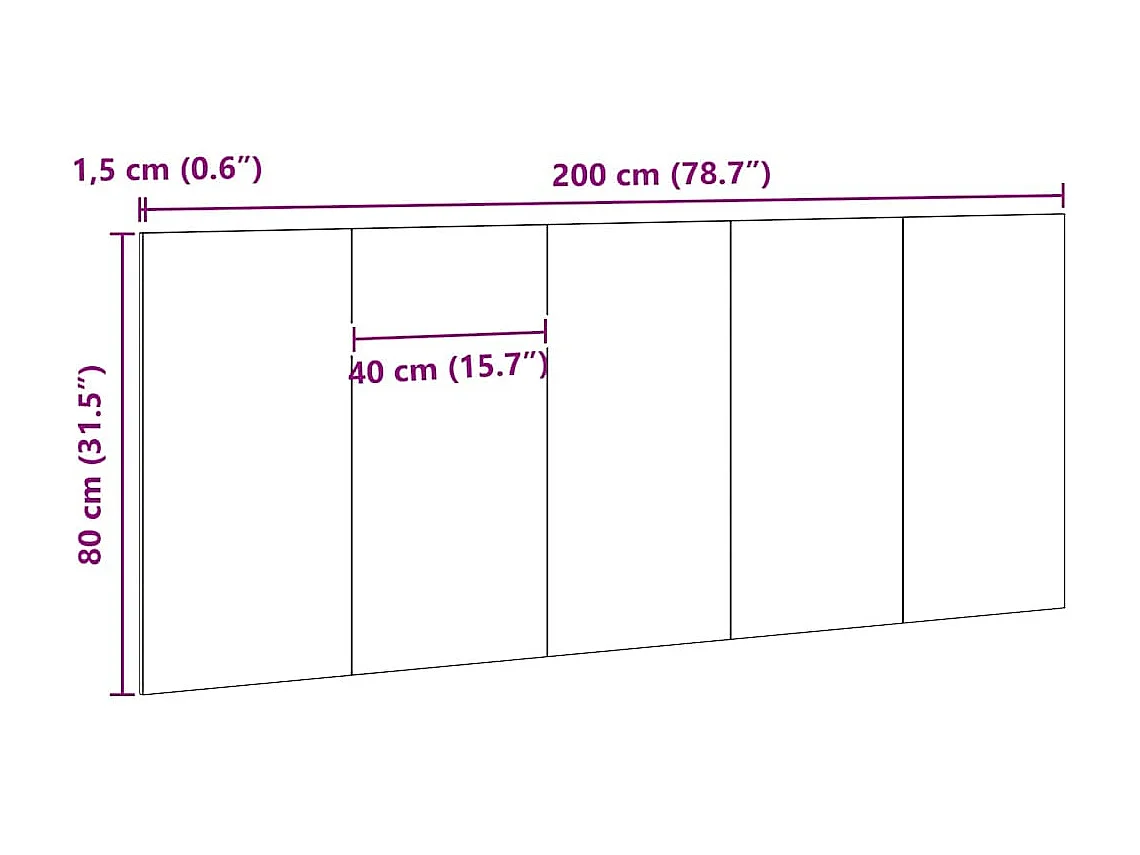 Cabeceira Carvalho preto 200 x 1,5 x 80 cm Madeira processada