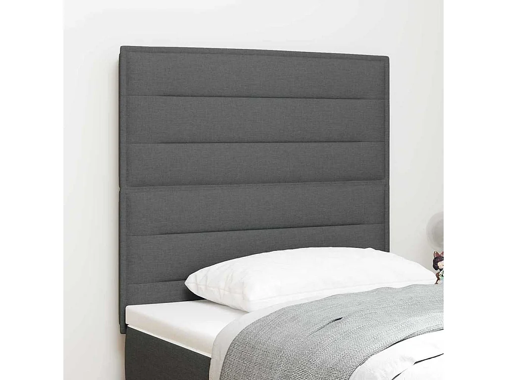 Cabecero LED con luces de tiras LED Gris oscuro 90 cm tela