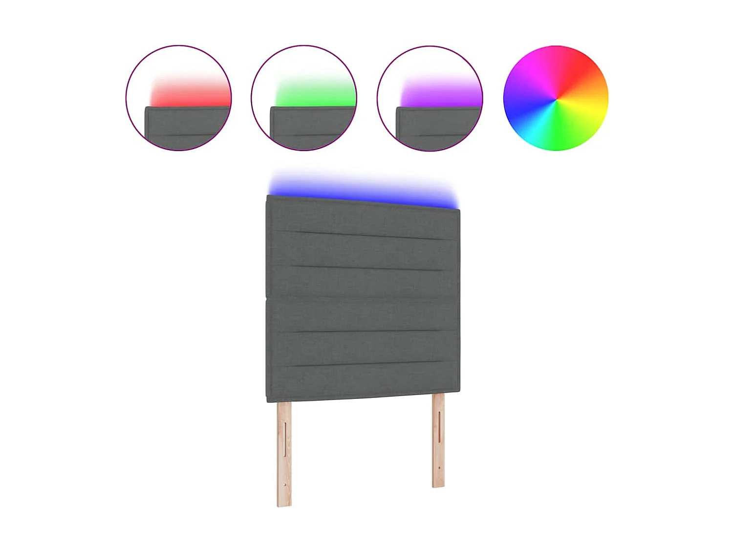 Cabecero LED con luces de tiras LED Gris oscuro 90 cm tela