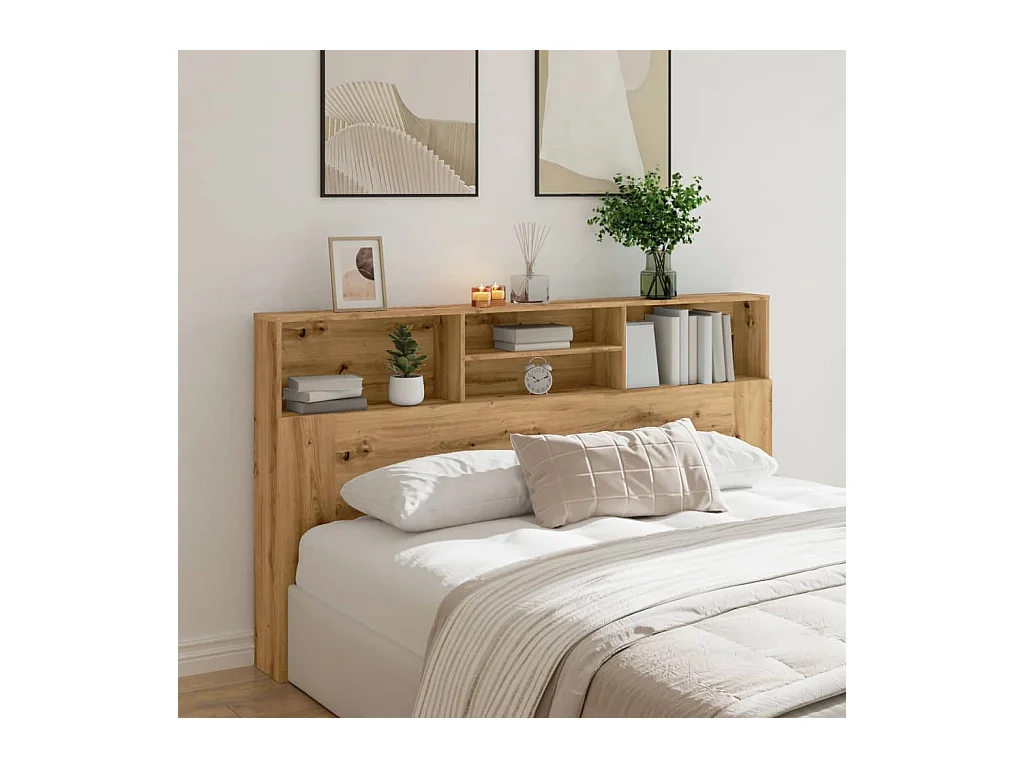 Armoire de tête de lit chêne artisanal 180x19x103,5 cm