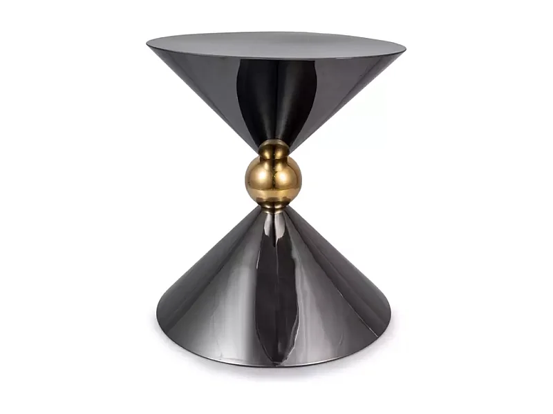 Table d'appoint symétrique noir brillant et or design MIRACLE