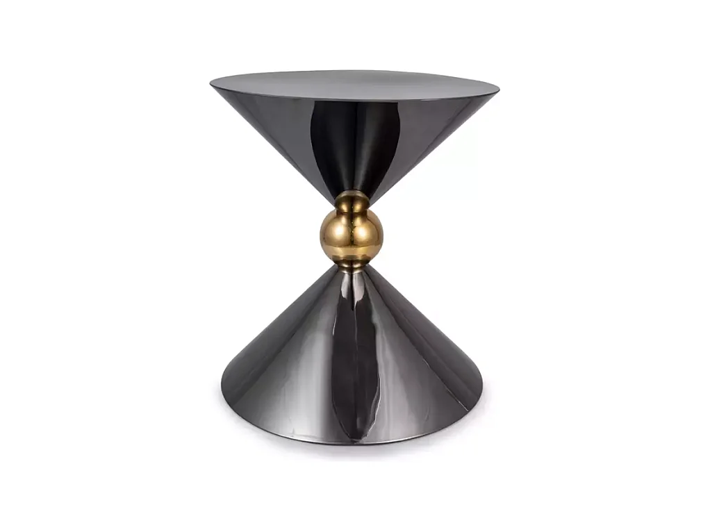 Table d'appoint symétrique noir brillant et or design MIRACLE