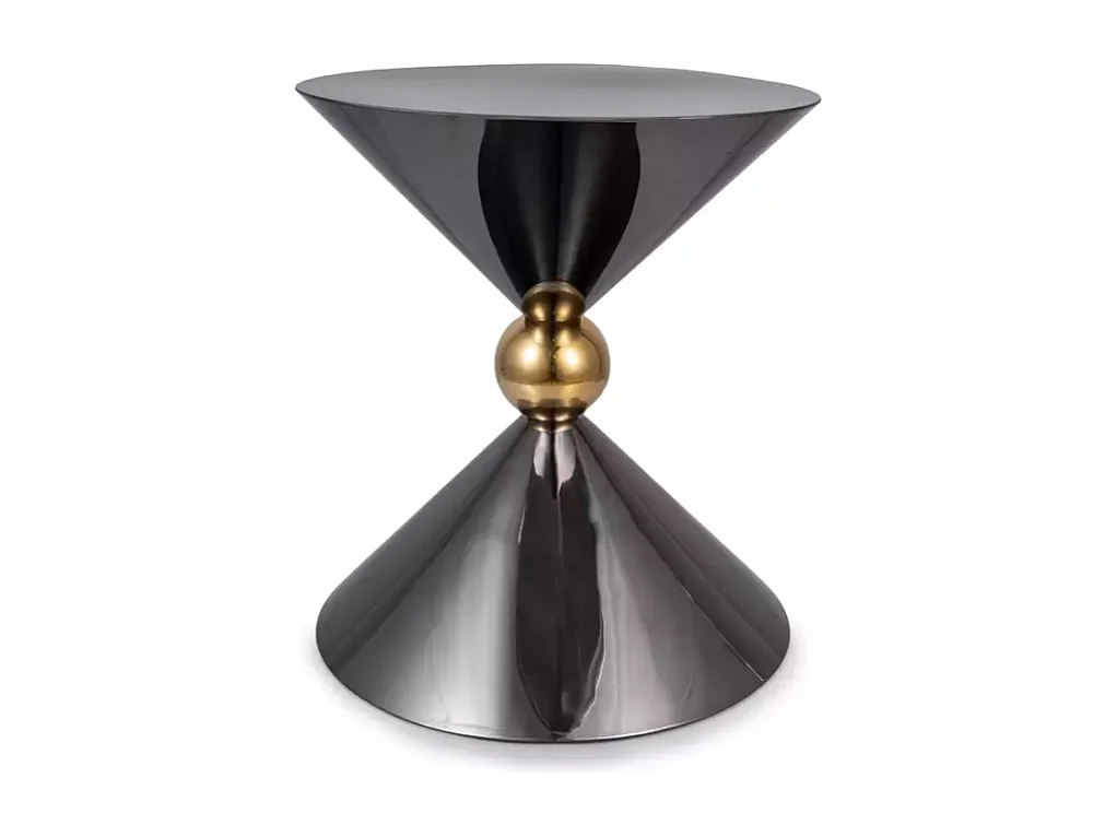 Table d'appoint symétrique noir brillant et or design MIRACLE