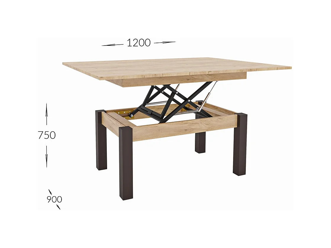 Table d'Appoint Transformable Sun, Marron, 120x90x75 cm, Seven Design