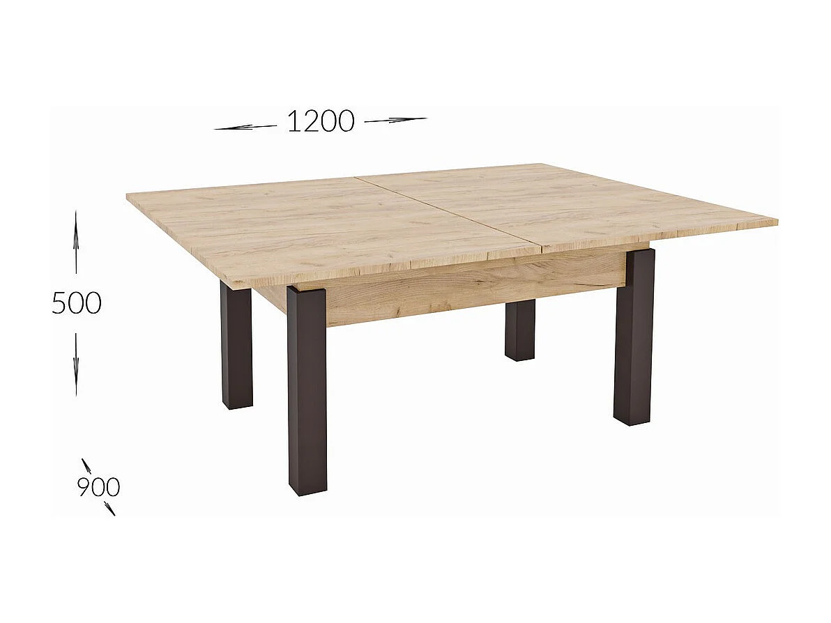 Stolik Kawowy Przekształcalny Słońce, Brązowy, 120x90x75 cm, Seven Design