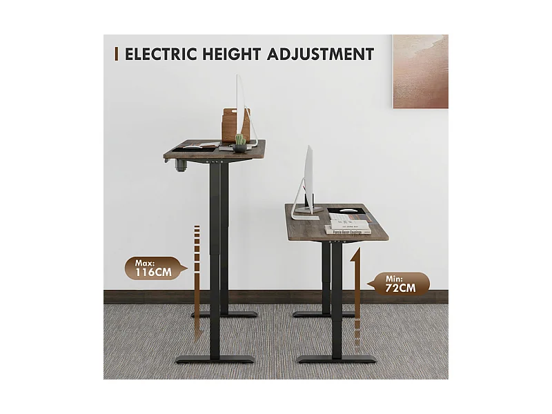 Bureau assis debout électrique - 4 niveau hauteur réglable - avec moteur - Max 70KG - 140x70x72/116cm