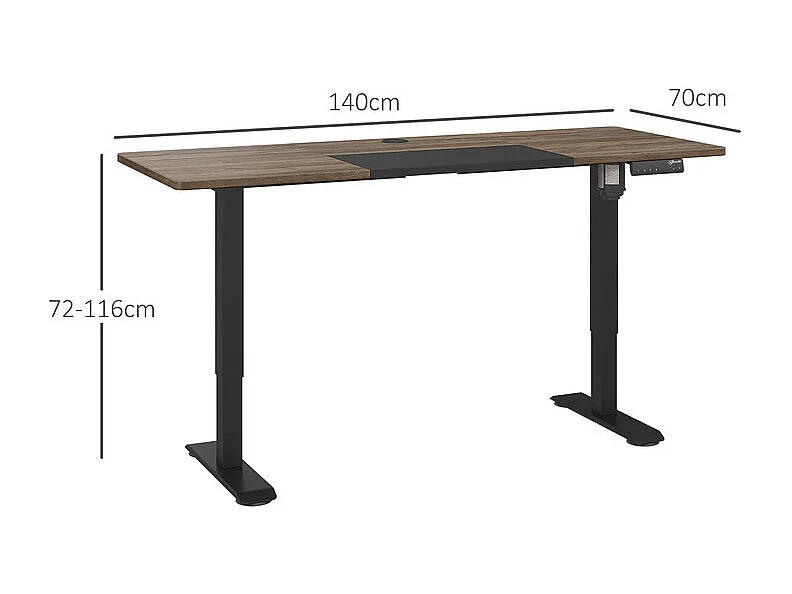 Bureau assis debout électrique - 4 niveau hauteur réglable - avec moteur - Max 70KG - 140x70x72/116cm