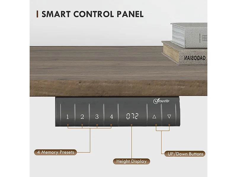 Bureau assis debout électrique - 4 niveau hauteur réglable - avec moteur - Max 70KG - 140x70x72/116cm