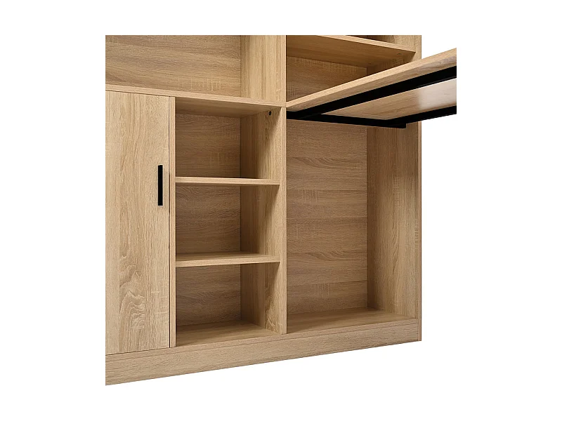Bureau informatique avec rangement - 1 porte et 7 niches - pieds en fer - MDF - 120x50x120cm