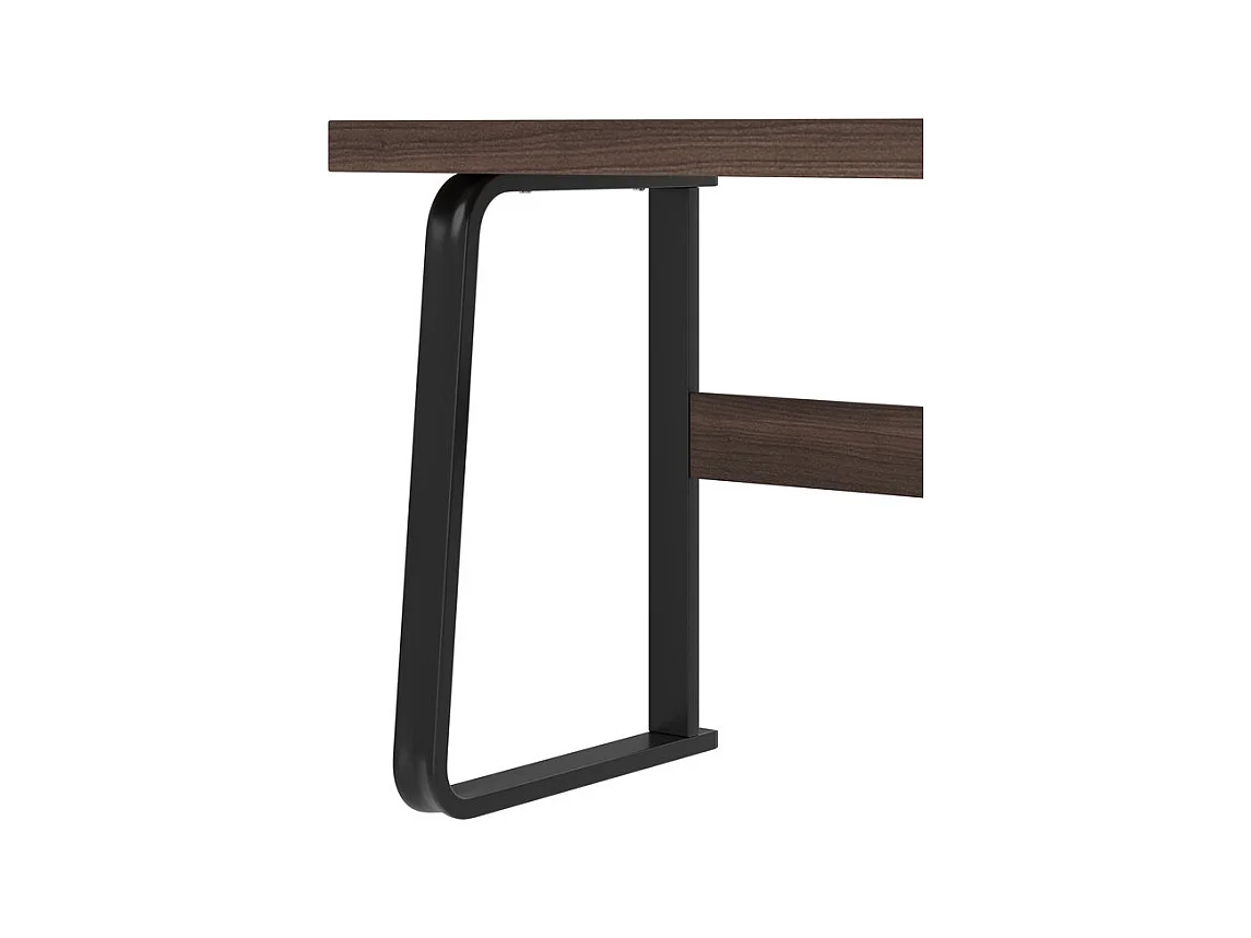 Bureau d'ordinateur moderne en MDF+Métal - avec rangement ouvert et 2 tiroirs - Marron - 161x54x76,3cm