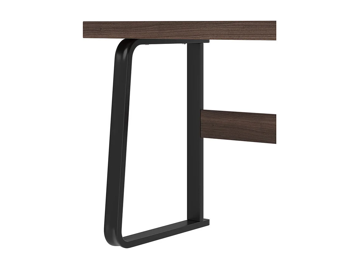 Bureau d'ordinateur moderne en MDF+Métal - avec rangement ouvert et 2 tiroirs - Marron - 161x54x76,3cm