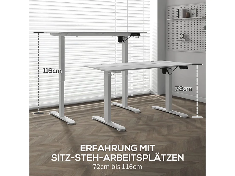 Elektrisch hoogteverstelbaar zit-sta bureau, verstelbare poten, met 2 koptelefoonhooks, 140x70x72/116cm
