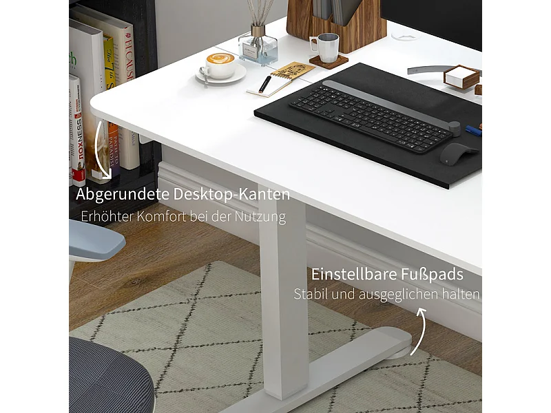 Elektrisch hoogteverstelbaar zit-sta bureau, verstelbare poten, met 2 koptelefoonhooks, 140x70x72/116cm