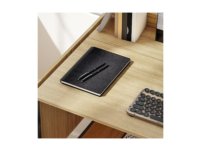 Bureau d'ordinateur pliable - avec pieds réglables en métal - chêne et noir - 170x58x78cm