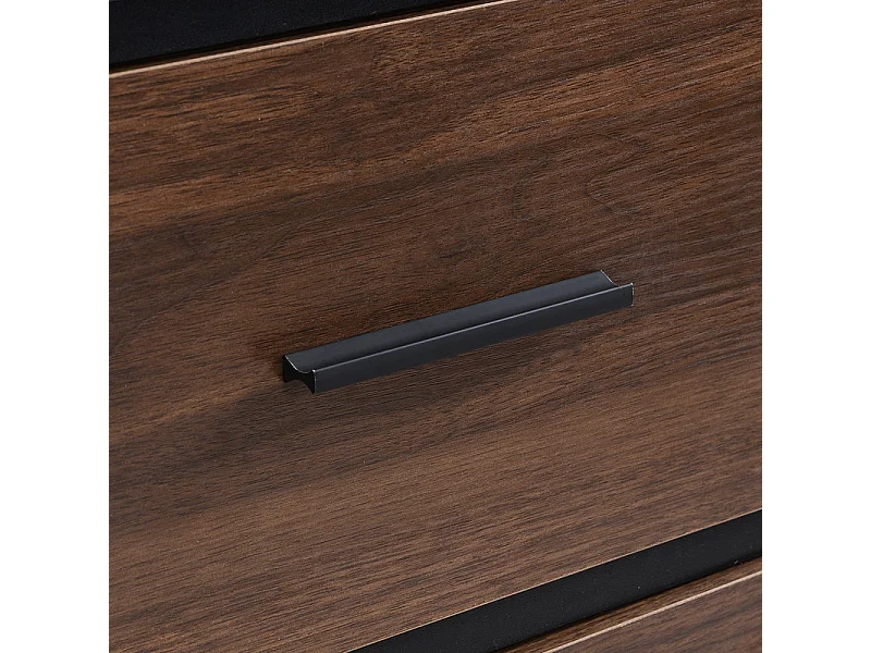 Bureau avec 3 rangement de tiroirs - plateau en bois - MDF et Métal - Marron + Noir - 138,5x58x75cm