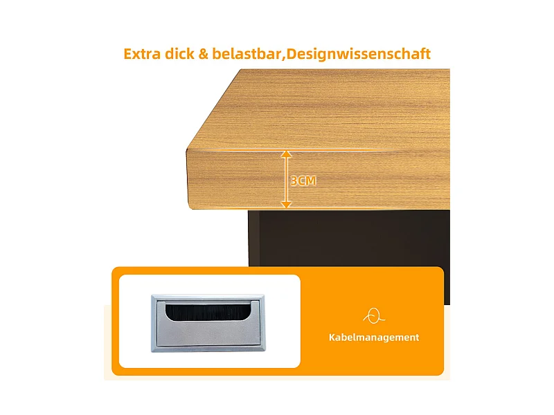 Bureau d'ordinateur d’angle pivotant - avec 2 tiroirs et 2 niches - niche XL pour animaux - MDF - 120x50x75cm