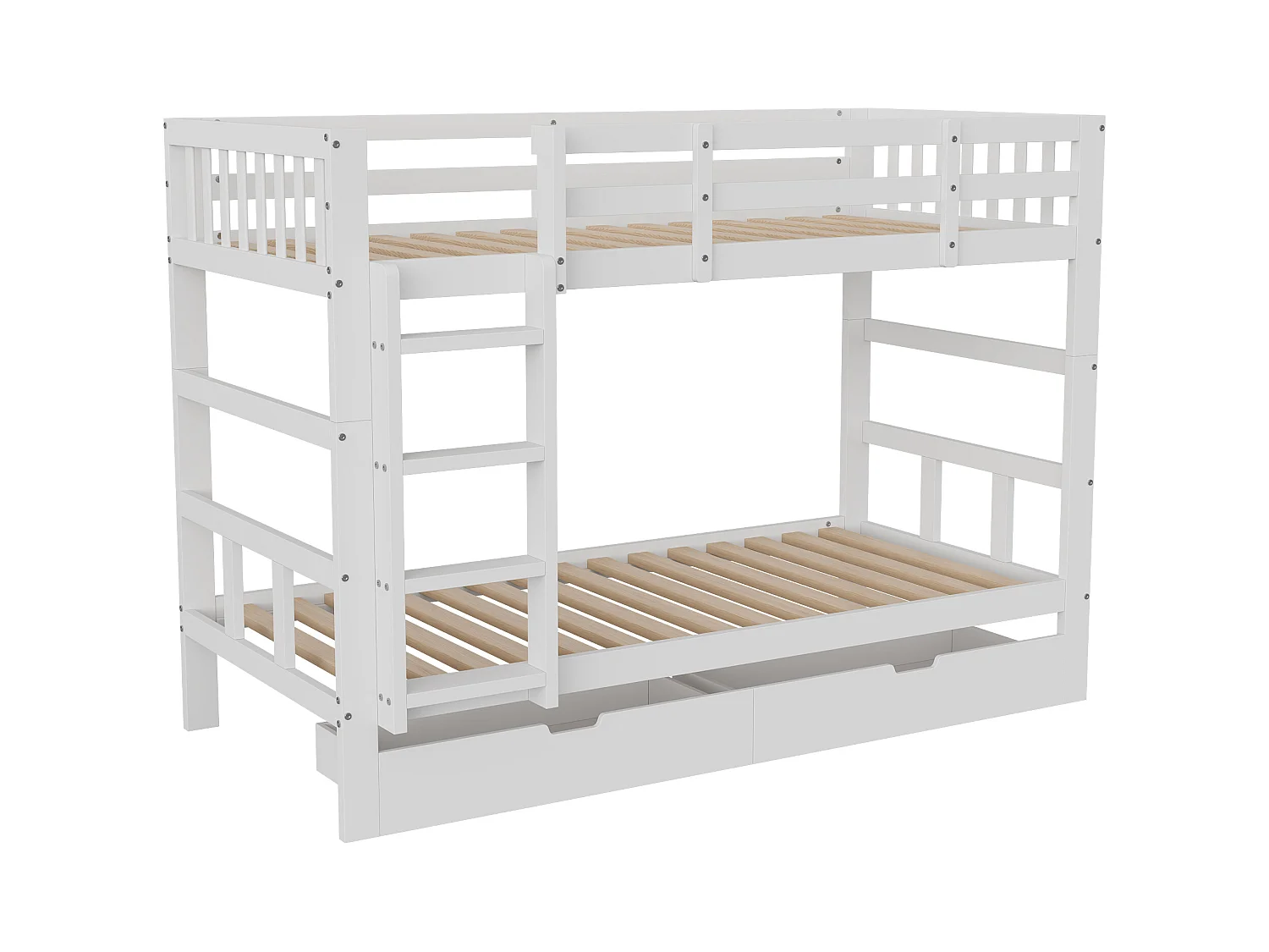 Lit superposé enfant en bois massif 90x200 cm avec tiroirs de rangement – Séparable en 2 lits simples