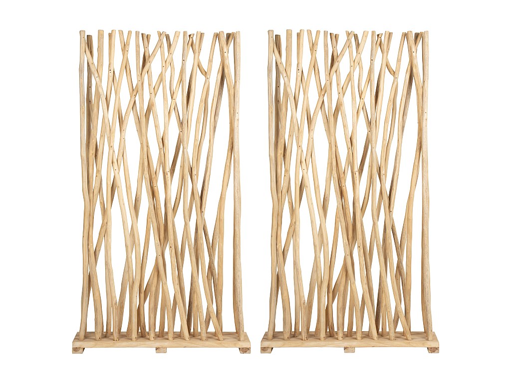Raumteiler 2er Set - 100 x 25 x 180 cm - Teakholz - Naturfarben - GAYANA günstig online kaufen