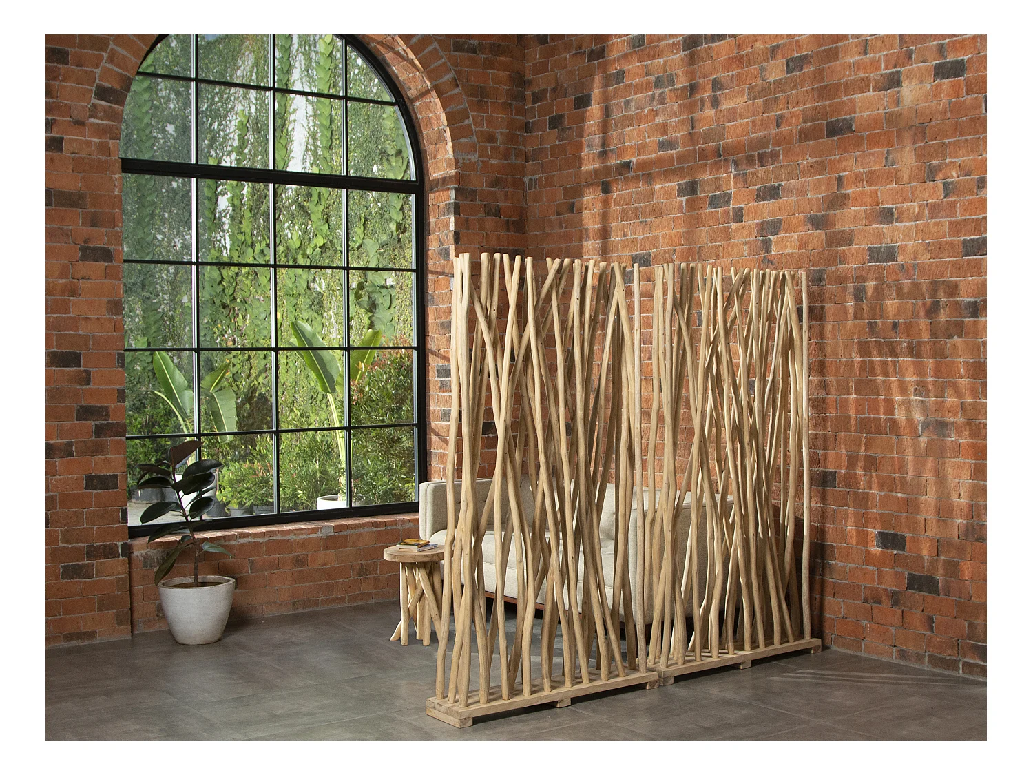 Sett med 2 romdeler i teaktre - L. 100 x D. 25 x H. 180 cm - Naturlig - GAYANA