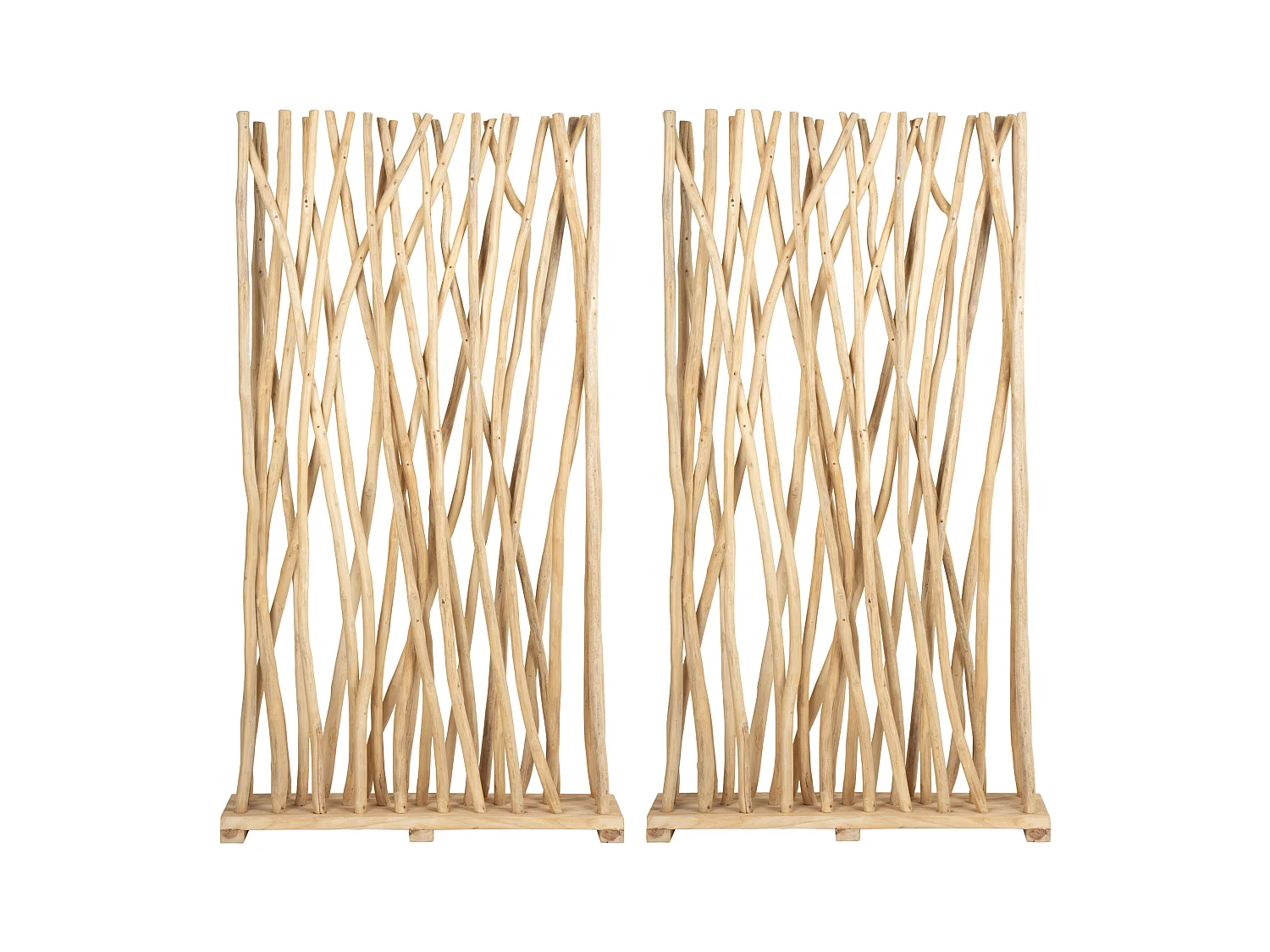 Sett med 2 romdeler i teaktre - L. 100 x D. 25 x H. 180 cm - Naturlig - GAYANA