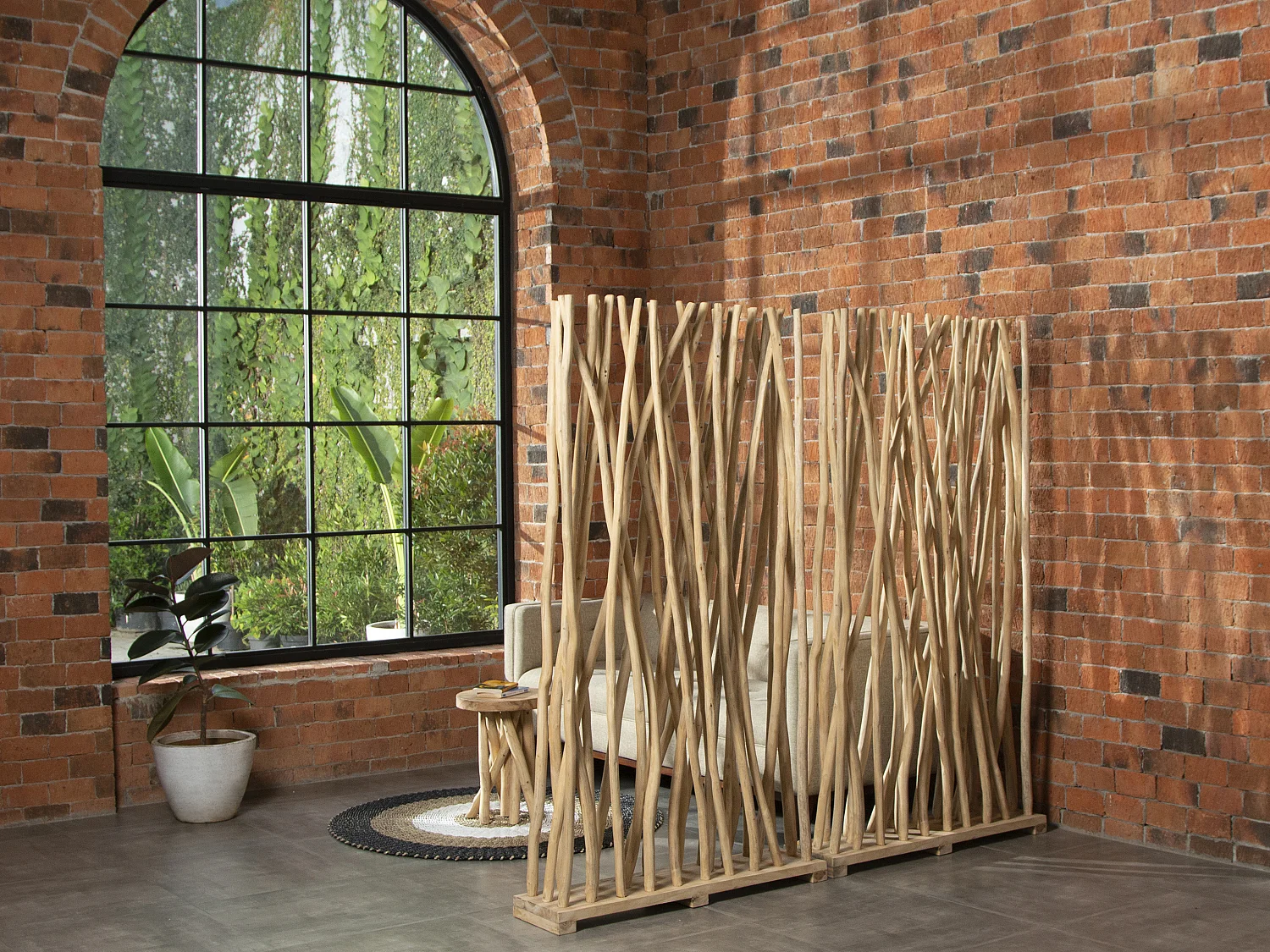 Sett med 2 romdeler i teaktre - L. 100 x D. 25 x H. 180 cm - Naturlig - GAYANA