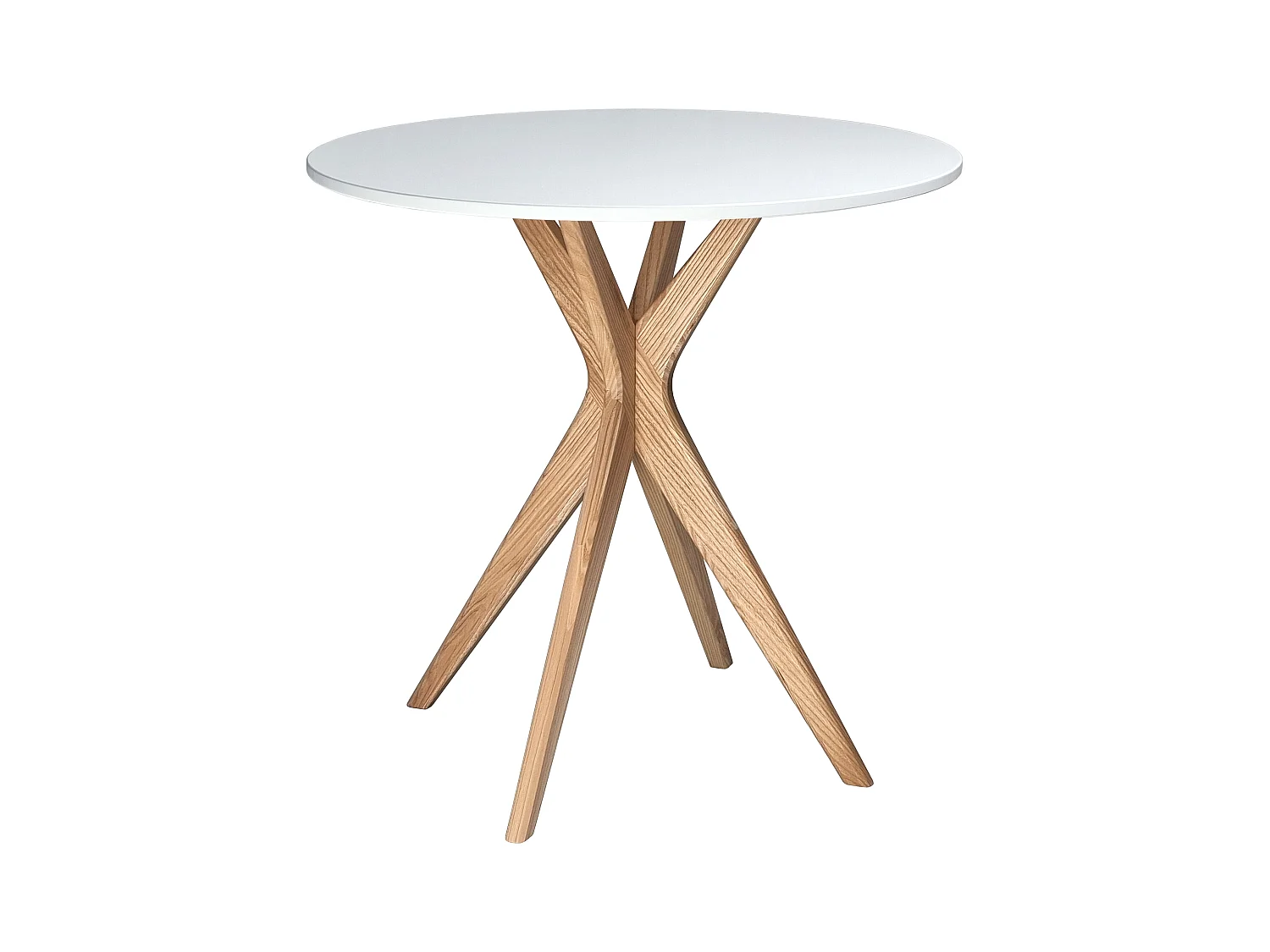 Table à manger ronde 70cm Jubi Blanche | Pied en frêne