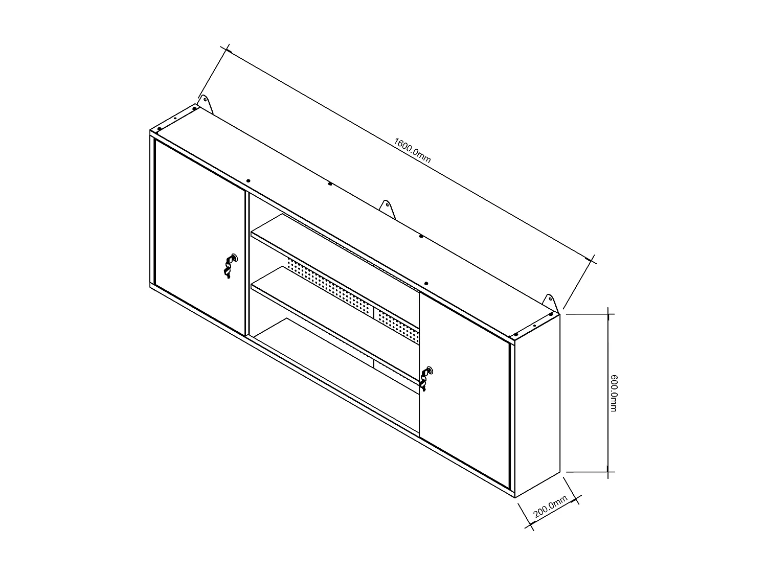 Armoire murale d'atelier en acier - L160 x P20 x H60 cm - Gris - BRICANO